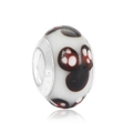 Perle de verre blanche avec pois rouges et noyau en argent S925 pour bracelets - Style Mickey Classique à Pois Rouges et Noirs (8)
