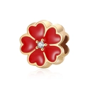 Gouden kersenbloesem bedeltje met rood emaille en zirkoon voor doe-het-zelf sieraden - Rood Emaille Bloem (3)