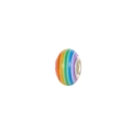 Perle en émail arc-en-ciel avec noyau en argent pour la création de bijoux DIY - Style Rayé Arc-en-ciel Six Couleurs (24)