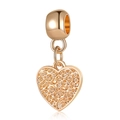 Rose gold heart charm with intricate filigree spiral patterns for DIY bracelets - Rose Gold Embossed Heart (DGB1349)