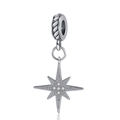 Ethnic style silver hexagram star charm with zircon stones for DIY jewelry making - Silver Zirconia Octagram (DGB1347)