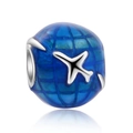 Charm globe terrestre bleu en argent S925 avec relief avion pour bracelets DIY - Avion Terre Bleu (16)