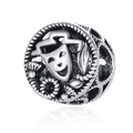 Abalorio de máscara de teatro de plata s925 vintage con diseño hueco para pulseras DIY - Charm Hueco de Máscara de Teatro Vintage / Plata Antigua
