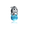 Charm bonhomme de neige en argent et cristal bleu facetté pour bracelet DIY - Pendentif Bonhomme de Neige Strass Bleu (24)