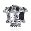 Retro style cupcake charm in S925 silver with Birthday engraving for DIY bracelets - Silver