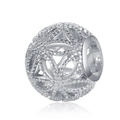 Abalorio de esfera hueca con textura geométrica para la creación de joyas DIY - Plateado