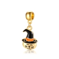 Pendentif chat chapeau de sorcier doré pour la fabrication de bijoux DIY Halloween - Style Chat Sorcier (3)