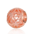 Abalorio de flor hueca en oro rosa con textura perlada intrincada para crear joyería DIY - Rosa oro