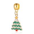 Kerstboombedel met groen emaille en gouden afwerking voor doe-het-zelf sieraden - Gouden Kerstboom Hanger (1)