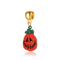 Pendentif citrouille creuse rouge avec tige verte et bélière dorée pour bijoux Halloween - Style Citrouille (2)