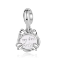 Cartoon Kätzchen Charm mit My Best Friend Gravur für DIY Charm-Armbänder - Silber Katze Anhänger (DGB1416)