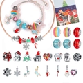 Weihnachts-Adventskalender DIY-Schmuckset mit zwei Armbändern und Festtags-Anhängern - Halskette Und Armband Stil