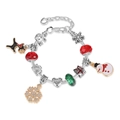 Bracelet à breloques argenté avec bonhomme de neige, flocon et éléphant pour enfants et filles - Style Pendentif Bonhomme de Neige 16cm