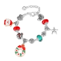 Bracelet à breloques de Noël avec Père Noël, couronne et perles colorées argentées - Style Père Noël 16cm