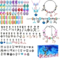 Kit per braccialetti fai-da-te unicorno marino con ciondoli e scatola regalo blu - Stile Scatola Blu Scuro