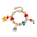 Bracelet de perles de Noël avec breloques d'étoiles et de chaussettes sur chaîne dorée - Style Pendentif Étoile 16cm