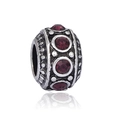 Perle rétro en argent avec strass violet foncé et grand trou pour bracelets DIY - US 8