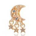 Golden dreamcatcher charm with blue zircon moon and stars for DIY bracelet jewelry - Moon and Stars Pendant (18)