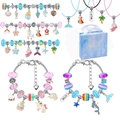 Detailoverzicht van 78-delige zeemeermin unicorn kralenset voor kinderen met doos - Lichtblauwe Handtas Set