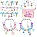 78-delige DIY sieradenset voor kinderen met eenhoorn zeemeermin kralen en geschenkdoos - Roze Eenhoorn Doos Set
