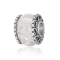 Elegant rose gold floral glass bead with translucent core for DIY jewelry bracelets - Silver