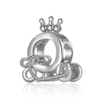 Exquisita cuenta de carruaje de calabaza de plata con corona para pulseras de abalorios - Plateado