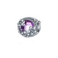 Breloque fleur en argent avec pierre violette pour bracelets ou colliers à perles DIY - EU 28