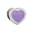 Vue détaillée d'une breloque cœur en argent et émail violet pour bijoux DIY - Forme de Cœur 3D (2) / US 2