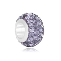 Perle charm violette sertie de cristaux avec grand trou argenté pour bracelets DIY - Perle à Large Trou Pave Violette (3) / US 3