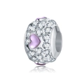 Charme de bijoux DIY avec cristaux scintillants et cœur violet sur métal argenté - Pendentif Cœur Violet Pave (4) / US 4