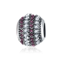 Perle en argent 925 avec pierres blanches et violettes serties pour bracelets DIY - US 5
