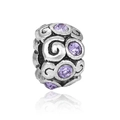 Charme vintage argenté avec motifs tourbillons et cristaux violets pour bijoux DIY - US 9