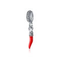 Ciondolo peperoncino rosso in argento S925 stile etnico per bracciali fai-da-te - Stile Cornetto Rosso (12)