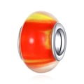 Orange and yellow swirl resin charm bead with silver metal core for DIY bracelet making - Red Yellow Gradient