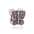 Perle papillon avec cristaux violets en finition argent pour bracelet DIY - 20