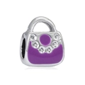 Charm sac à main en émail violet pour bracelets de perles et colliers personnalisés - EU 24
