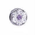 Charm fleur en cristal violet avec ajourage en métal argenté pour bracelets de perles - EU 26