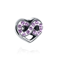 Perle cœur infini en argent avec zircons violets pour bracelets DIY - EU 27