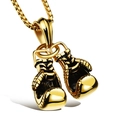 Collana da uomo con ciondolo guantoni da boxe in acciaio inossidabile dorato lucido - Ciondolo Oro Con Catena