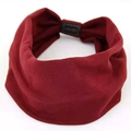 Elastic wide cotton yoga headband in burgundy red with pleated texture for women - Burgundy