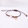Bracciale regolabile in corda rossa con gatto della fortuna in ceramica e ciondolo - Caffè
