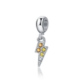 Polished silver lightning bolt pendant with gradient yellow gemstones on white background - Gradient Colored Zirconia Lightning Style (DGB1070)