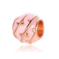 Roze emaille blad tussenkraal met roségouden details en stenen voor DIY sieraden - Emaille Bladpatroon Stijl (ENM841) / Roze (Roségoud)