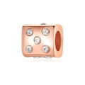 Zylinderperle in Roségold mit Zirkonia-Besatz für DIY-Armbänder und Halsketten - Roségold
