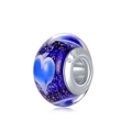 S925 sterling zilveren blauwe hart glazen kraal bedeltje met glitters voor sieraden - Blauwe Hart Glitter Glasparel (2)