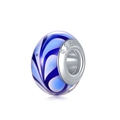 S925 sterling zilveren bedel met blauwe glazen patronen voor DIY armbanden en kettingen - Blauw Witte Spiraal Textuur Glasparel (3)