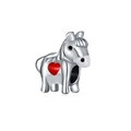 Abalorio de caballo con corazón rojo en plata para pulseras de cuentas personalizadas - Estilo Forma Poni Corazón Rojo (19) / Plateado Y Rojo