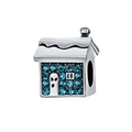 Blue sparkling crystal igloo house charm bead in S925 silver for DIY bracelet - Silver