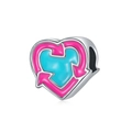 Pink heart-shaped jewelry charm with blue shirt design for DIY necklaces and bracelets - Heart Recycled T-shirt Style