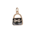 Mini creative handbag pendant with black enamel and sparkling bowknot for DIY bracelets - Black